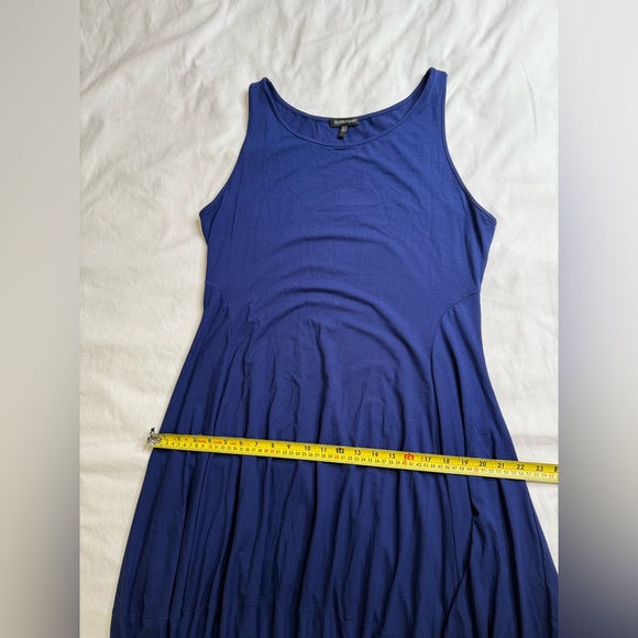 EILEEN FISHER Navy Sleeveless Midi Dress W/ Gathered Hem— Made in USA (L) - Picture 10 of 10
